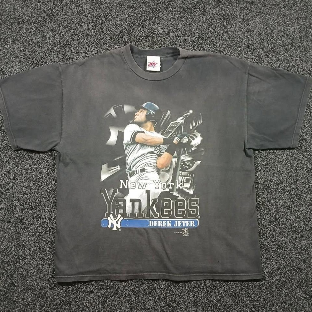 Vintage 1999 Derek Jeter New York Yankees T-Shirt Joy Athletic XL Black